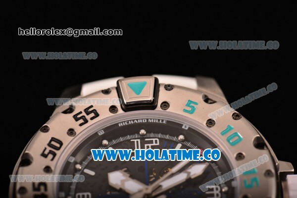 Richard Mille RM028 Swiss Valjoux 7750 Automatic Steel Case with Skeleton Dial and White Rubber Strap - Blue - Click Image to Close
